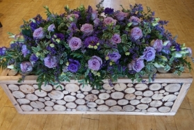 Purple casket spray